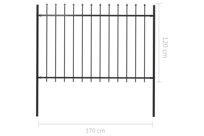 havehegn med spydtop 1,7 x 1,2 m stål sort - Sort - Hus & renovering - Indsynsbeskyttelse & indhegning - Stakit - Smedejernshegn & jernstakit