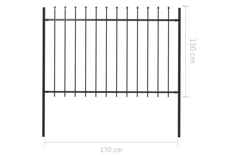 havehegn med spydtop 1,7 x 1,5 m stål sort - Sort - Hus & renovering - Indsynsbeskyttelse & indhegning - Stakit - Smedejernshegn & jernstakit