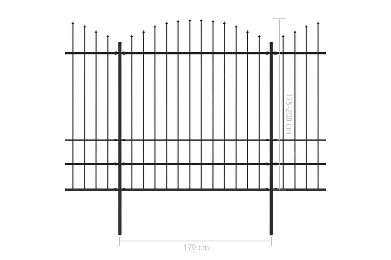 Havehegn Med Spydtop (1,75-2)x3,4 M Sort Stål - Hus & renovering - Indsynsbeskyttelse & indhegning - Stakit - Smedejernshegn & jernstakit