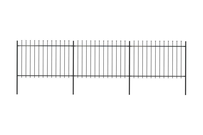 Havehegn Med Spydtop 5,1 X 1,2 M Sort Stål - Sort - Hus & renovering - Indsynsbeskyttelse & indhegning - Stakit - Smedejernshegn & jernstakit