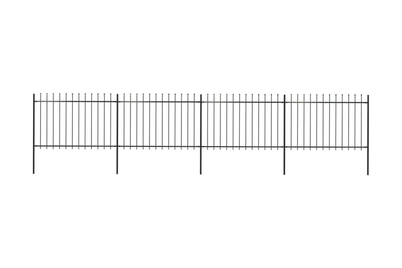 Havehegn Med Spydtop 6,8 X 1,2 M Sort Stål - Sort - Hus & renovering - Indsynsbeskyttelse & indhegning - Stakit - Smedejernshegn & jernstakit