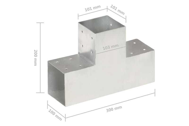 stolpebeslag T-form 101x101 mm galvaniseret metal - Sølv - Hus & renovering - Indsynsbeskyttelse & indhegning - Stakit - Stakitstolper