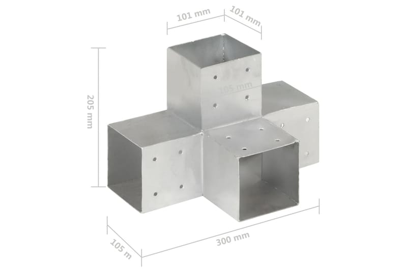 stolpebeslag X-form 101x101 mm galvaniseret metal - Sølv - Hus & renovering - Indsynsbeskyttelse & indhegning - Stakit - Stakitstolper