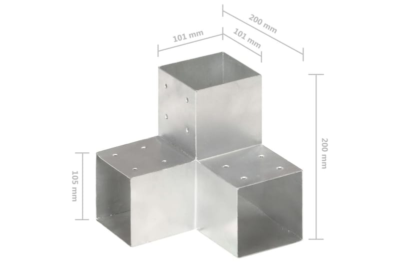 stolpebeslag Y-form 101x101 mm galvaniseret metal - Sølv - Hus & renovering - Indsynsbeskyttelse & indhegning - Stakit - Stakitstolper