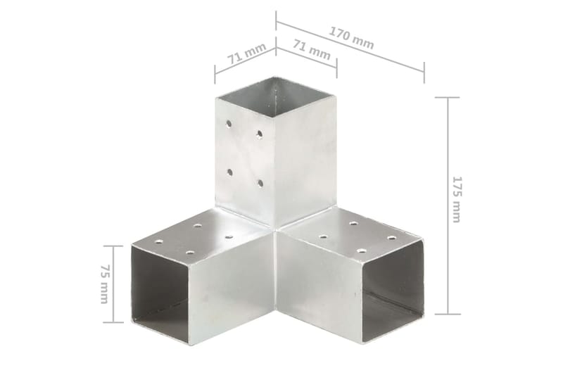 stolpebeslag Y-form 4 stk. 71x71 mm galvaniseret metal - Sølv - Hus & renovering - Indsynsbeskyttelse & indhegning - Stakit - Stakitstolper