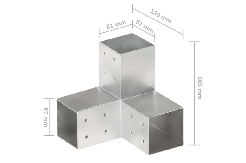 stolpebeslag Y-form 4 stk. 81x81 mm galvaniseret metal - Sølv - Hus & renovering - Indsynsbeskyttelse & indhegning - Stakit - Stakitstolper