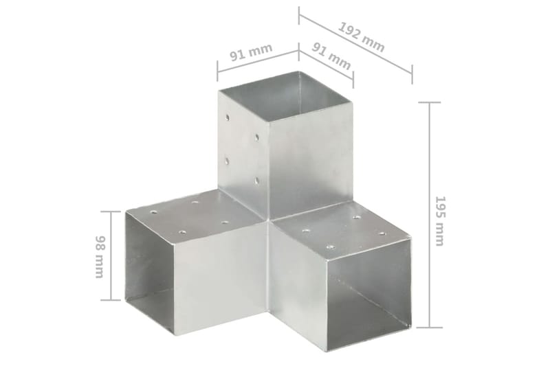 stolpebeslag Y-form 4 stk. 91x91 mm galvaniseret metal - Sølv - Hus & renovering - Indsynsbeskyttelse & indhegning - Stakit - Stakitstolper