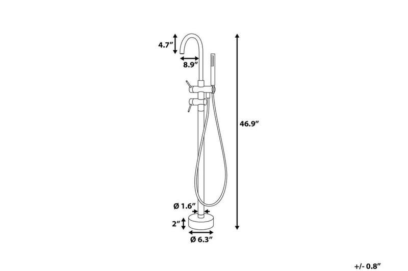 Tugela badekar-mixer 22,5 cm - Kobber - Hus & renovering - Køkken & bad - Badeværelse - Badekar - Badekartilbehør