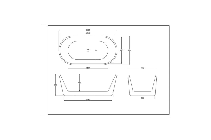 Badekar Lugn 1600 - Hvid - Hus & renovering - Køkken & bad - Badeværelse - Badekar - Fritstående badekar