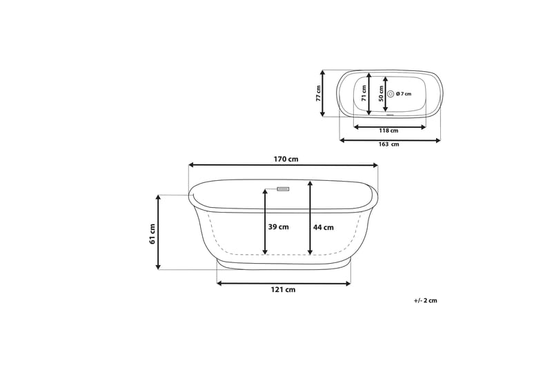 Castoro Badekar 170 cm Fristående - Sort - Hus & renovering - Køkken & bad - Badeværelse - Badekar - Fritstående badekar