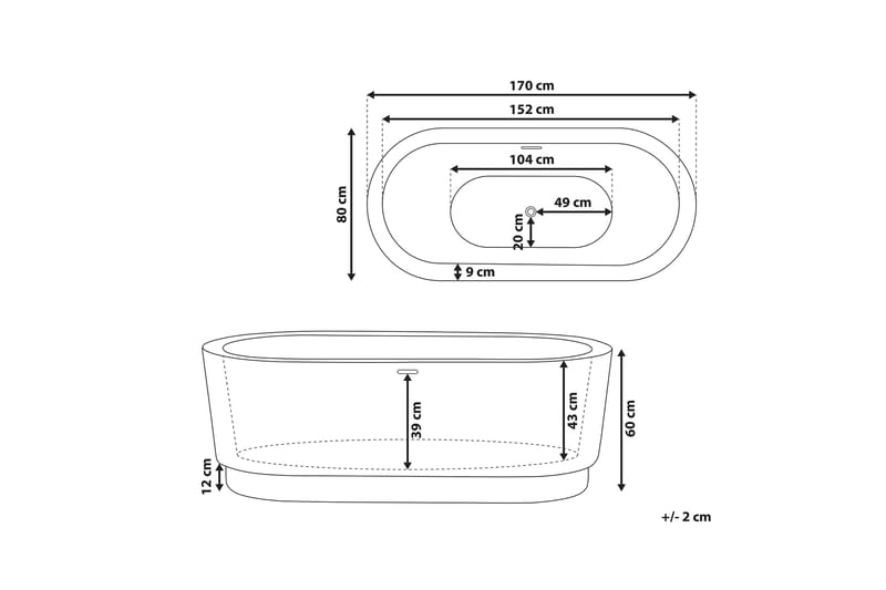 Empresa Badekar 170 cm Fritstående - Sort - Hus & renovering - Køkken & bad - Badeværelse - Badekar - Fritstående badekar