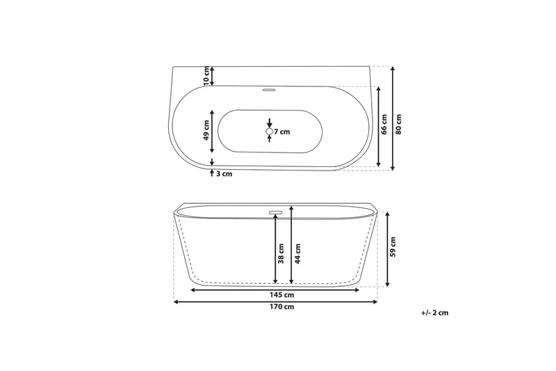 Honovey Badekar 170 cm Fristående - Hvid - Hus & renovering - Køkken & bad - Badeværelse - Badekar - Fritstående badekar