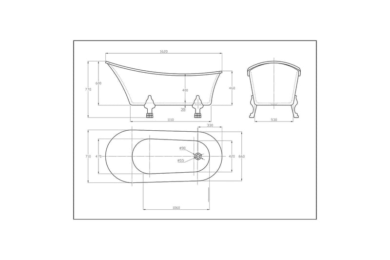 Løvefod Badekar Bathlife Fossing Sort - Sort - Hus & renovering - Køkken & bad - Badeværelse - Badekar - Fritstående badekar