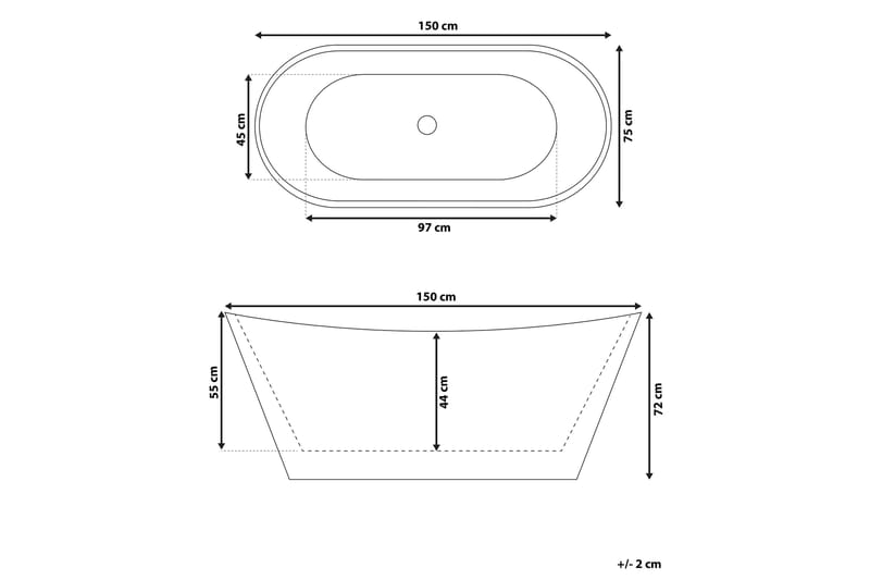 Menailo Badekar Fritstående 150 cm - Hvid - Hus & renovering - Køkken & bad - Badeværelse - Badekar - Fritstående badekar