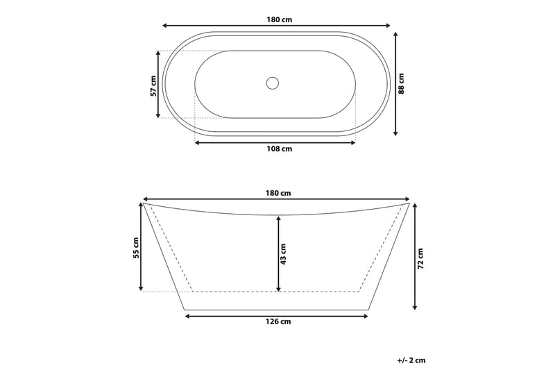 Menailo Badekar Fritstående 180 cm - Hvid - Hus & renovering - Køkken & bad - Badeværelse - Badekar - Fritstående badekar