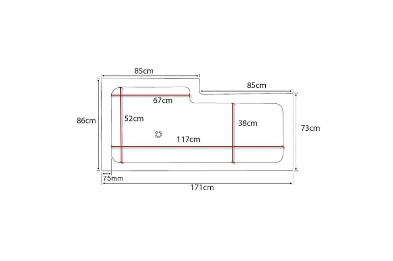 Bathlife Behag Badekar 170cm Venstre - Hvid - Hus & renovering - Køkken & bad - Badeværelse - Badekar - Hjørnebadekar