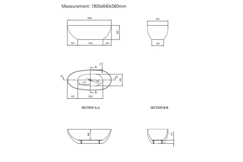 Badekar Bathlife Klok Sort - Sort - Hus & renovering - Køkken & bad - Badeværelse - Badekar - Siddebadekar