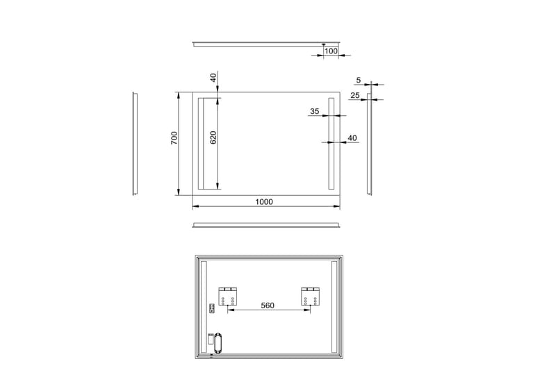 Allejaure Badeværelsesspejl 70 cm LED-belysning - Hus & renovering - Køkken & bad - Badeværelse - Badeværelsesmøbler - Badeværelsesspejl