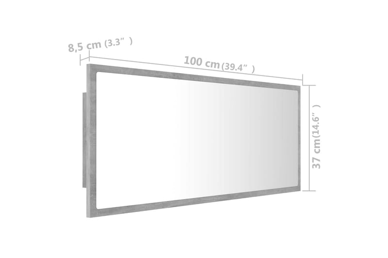 badeværelsesspejl m. LED-lys 100x8,5x37 cm spånplade - Grå - Hus & renovering - Køkken & bad - Badeværelse - Badeværelsesmøbler - Badeværelsesspejl