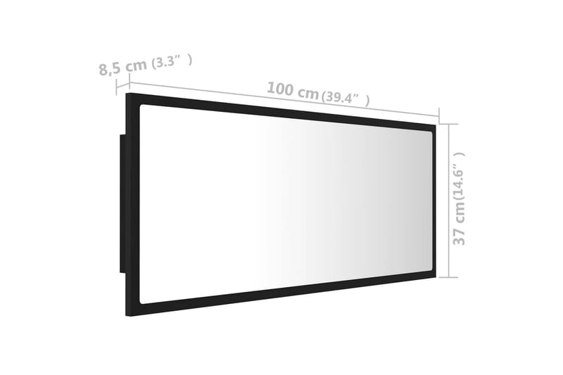 badeværelsesspejl m. LED-lys 100x8,5x37 cm spånplade sort - Sort - Hus & renovering - Køkken & bad - Badeværelse - Badeværelsesmøbler - Badeværelsesspejl