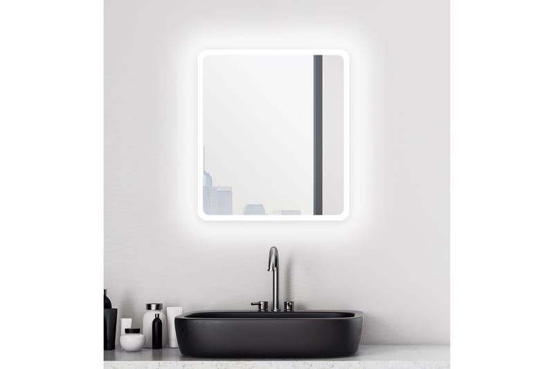 Dalkarl Spejl 40x45 cm - Sølv - Badeværelsesspejl - Badeværelsesspejl med belysning - Helkropsspejl