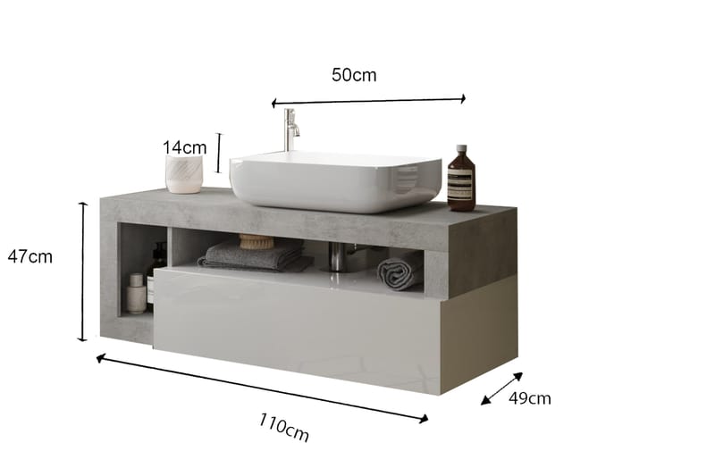 Hamburgan Vaskeskab 110x47 cm - Hvid - Hus & renovering - Køkken & bad - Badeværelse - Badeværelsesmøbler - Underskab badeværelse