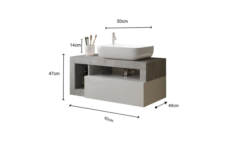 Hamburgan Vaskeskab 92x47 cm - Hvid - Hus & renovering - Køkken & bad - Badeværelse - Badeværelsesmøbler - Underskab badeværelse