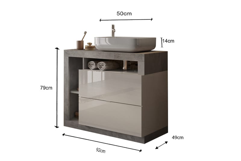 Hamburgan Vaskeskab 92x79 cm - Hvid - Hus & renovering - Køkken & bad - Badeværelse - Badeværelsesmøbler - Underskab badeværelse