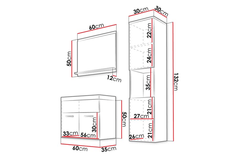 Badeværelsesmøbler Delorimier 35 cm - Hus & renovering - Køkken & bad - Badeværelse - Badeværelsesmøbler - Komplette møbelpakker