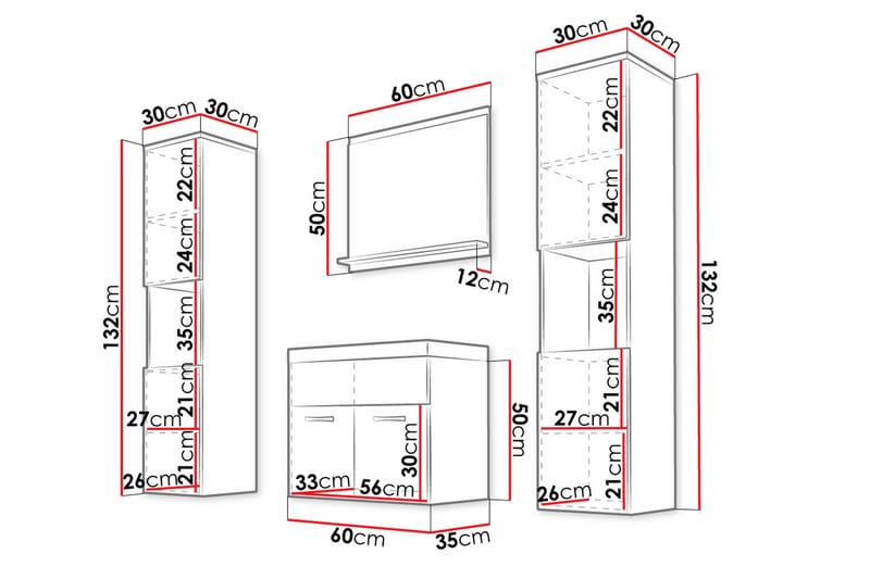 Badeværelsesmøbler Delorimier XL 35 cm - Hus & renovering - Køkken & bad - Badeværelse - Badeværelsesmøbler - Komplette møbelpakker