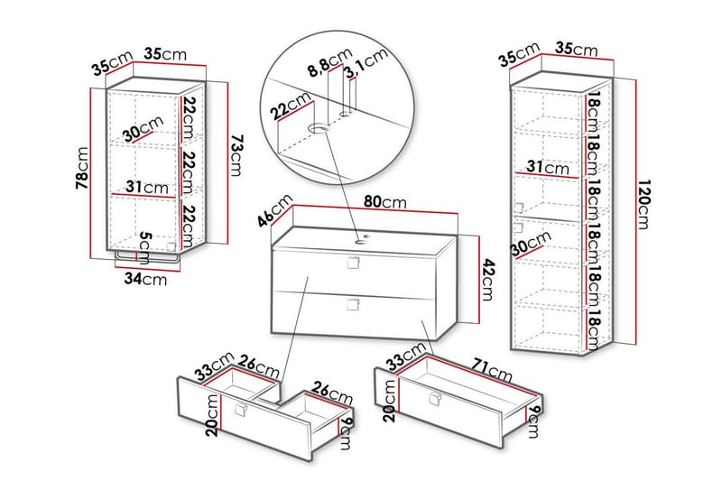 Glenndale BadeværelsesMøbelsæt - Hvid - Hus & renovering - Køkken & bad - Badeværelse - Badeværelsesmøbler - Komplette møbelpakker