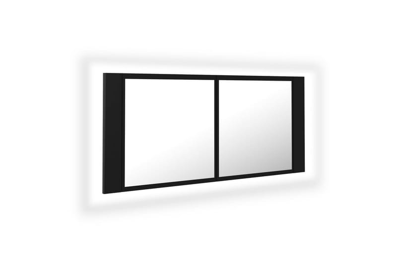 badeværelsesskab m. spejl + LED 100x12x45 cm sort - Sort - Spejlskabe