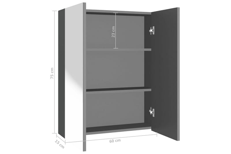 badeværelsesskab med spejl 60x15x75 cm MDF antracitgrå - Antracit - Hus & renovering - Køkken & bad - Badeværelse - Badeværelsesmøbler - Spejlskabe