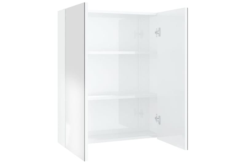 badeværelsesskab med spejl 60x15x75 cm MDF skinnende hvid - Hvid - Hus & renovering - Køkken & bad - Badeværelse - Badeværelsesmøbler - Spejlskabe