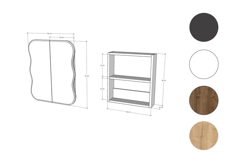 Najmin Vægskab med spejl 45 cm - Oak - Hus & renovering - Køkken & bad - Badeværelse - Badeværelsesmøbler - Spejlskabe