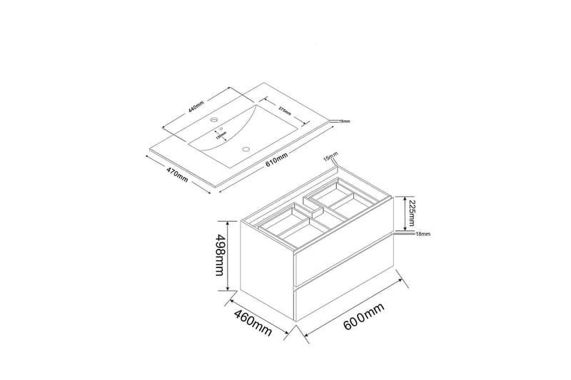 Bathlife Eufori Underskab 600 - Hvid - Hus & renovering - Køkken & bad - Badeværelse - Badeværelsesmøbler - Underskab badeværelse