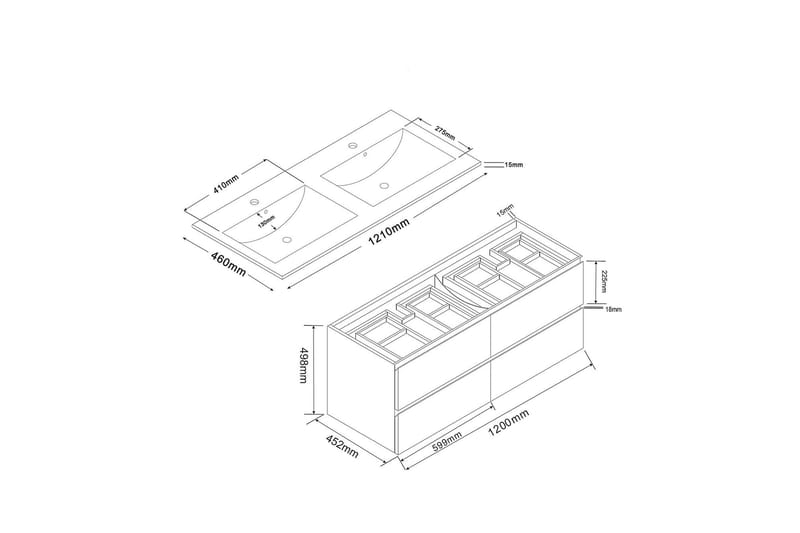 Eufori Underskab Bathlife 120 cm - Hvid - Hus & renovering - Køkken & bad - Badeværelse - Badeværelsesmøbler - Underskab badeværelse