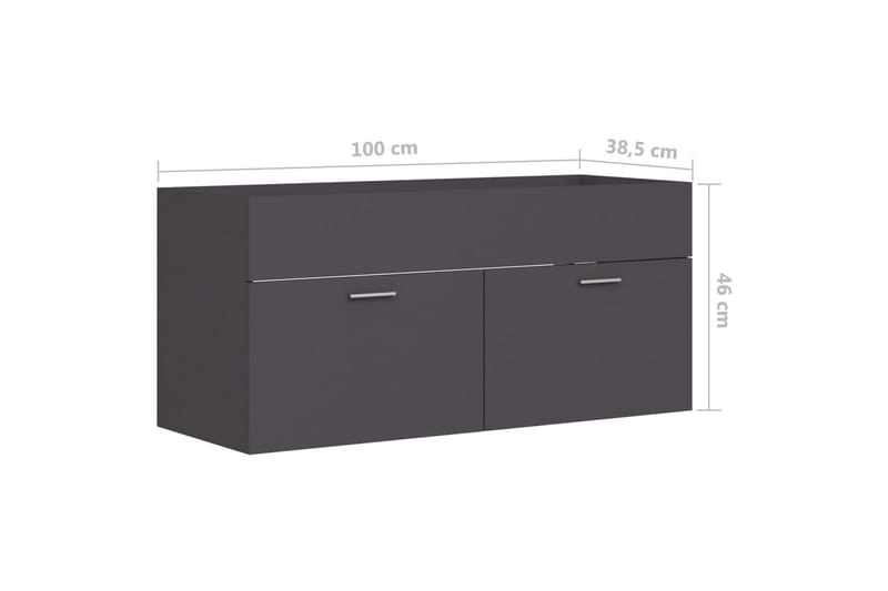 vaskeskab 100x38,5x46 cm spånplade grå - Grå - Hus & renovering - Køkken & bad - Badeværelse - Badeværelsesmøbler - Underskab badeværelse