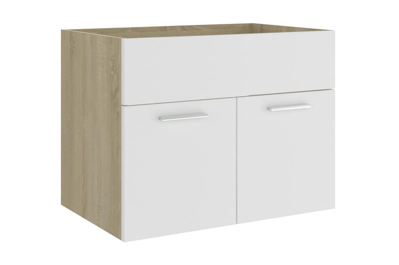 vaskeskab 60x38,5x46 cm spånplade hvid og sonoma-eg - Beige - Hus & renovering - Køkken & bad - Badeværelse - Badeværelsesmøbler - Underskab badeværelse