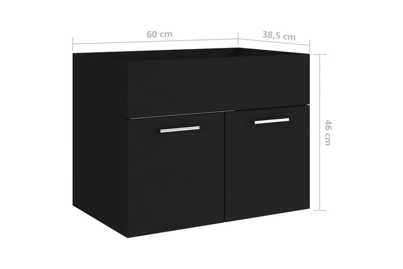 vaskeskab 60x38,5x46 cm spånplade sort - Sort - Hus & renovering - Køkken & bad - Badeværelse - Badeværelsesmøbler - Underskab badeværelse