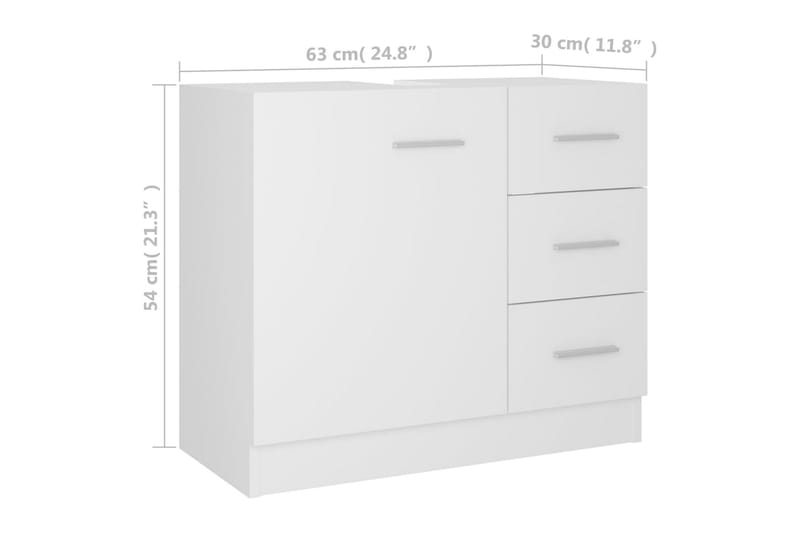 vaskeskab 63x30x54 cm spånplade hvid - Hvid - Hus & renovering - Køkken & bad - Badeværelse - Badeværelsesmøbler - Underskab badeværelse