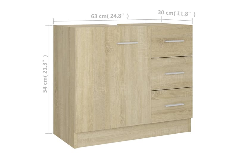 vaskeskab 63x30x54 cm spånplade sonoma-eg - Brun - Hus & renovering - Køkken & bad - Badeværelse - Badeværelsesmøbler - Underskab badeværelse