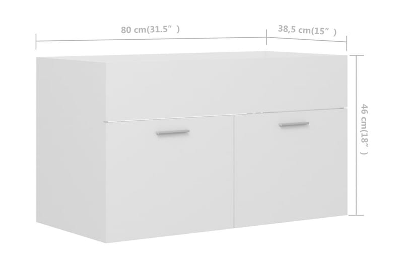 vaskeskab 80x38,5x46 cm spånplade hvid - Hvid - Hus & renovering - Køkken & bad - Badeværelse - Badeværelsesmøbler - Underskab badeværelse