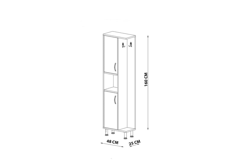 Grand Højskab Badeværelse 48x160 cm Hvid - Hanah Home - Hus & renovering - Køkken & bad - Badeværelse - Badeværelsesmøbler - Vægskabe & højskabe