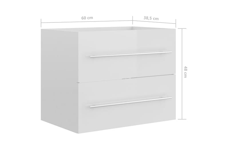 vaskeskab 60x38,5x48 cm spånplade hvid højglans - Hvid - Hus & renovering - Køkken & bad - Badeværelse - Badeværelsesmøbler - Underskab badeværelse