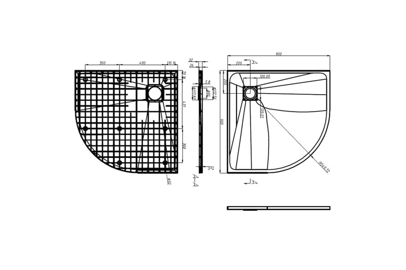 brusebakke SMC 90x90 cm hvid - Hvid - Hus & renovering - Køkken & bad - Badeværelse - Badeværelsestilbehør - Øvrige badeværelsestilbehør