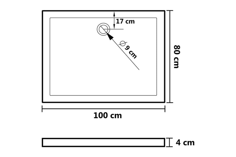 brusekar 80x100 cm ABS rektangulært - Hvid - Hus & renovering - Køkken & bad - Badeværelse - Badeværelsestilbehør - Øvrige badeværelsestilbehør