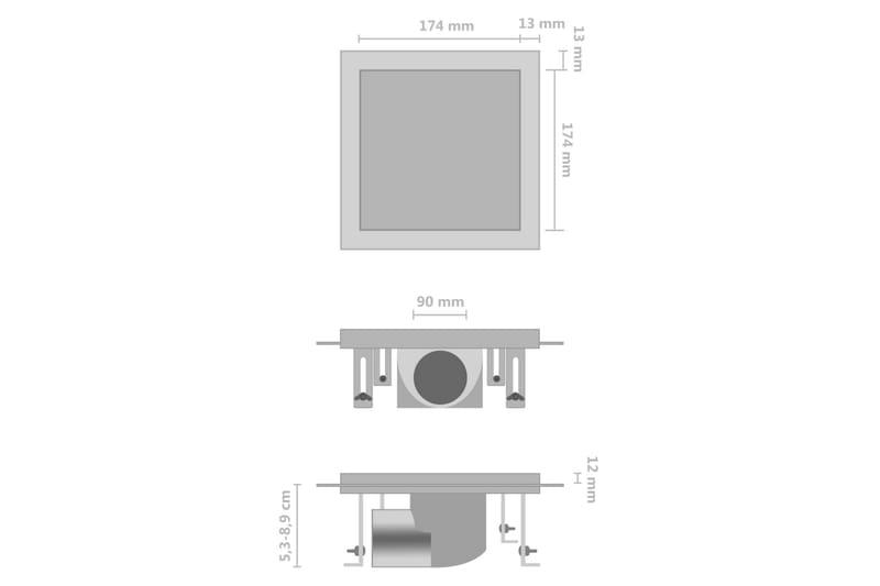 gulvafløb med 2-i-1 dæksel 20x20 cm rustfrit stål - Hus & renovering - Køkken & bad - Badeværelse - Badeværelsestilbehør - Afløb og gulvbrønd