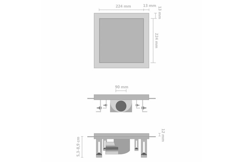 gulvafløb med 2-i-1 flisedæksel 25x25 cm rustfrit stål - Hus & renovering - Køkken & bad - Badeværelse - Badeværelsestilbehør - Afløb og gulvbrønd