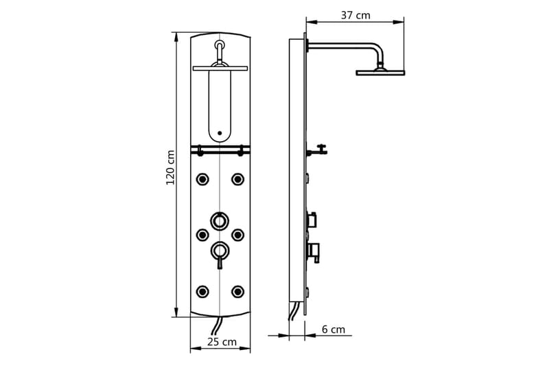 bruserpanel 25 x 43 x 120 cm sølvfarvet - Hus & renovering - Køkken & bad - Badeværelse - Brusearmatur & tilbehør - Brusepanel